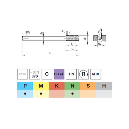 Κολαούζο μηχανής φορμαριστικά (εκτόνωσης) επικαλυμμένα (M12-M16) HSS-E DIN376, 63122
